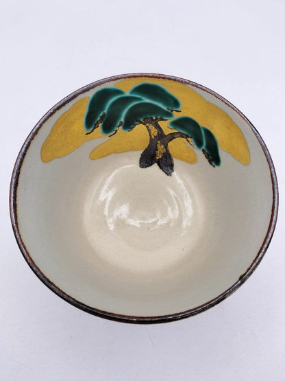 Kenzan-Style Matcha Bowl Pine Motif Gold Ground by Kitakaze Ichizo with Wood Box