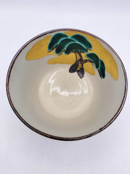 Kenzan-Style Matcha Bowl Pine Motif Gold Ground by Kitakaze Ichizo with Wood Box