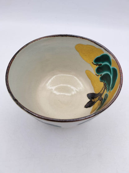 Kenzan-Style Matcha Bowl Pine Motif Gold Ground by Kitakaze Ichizo with Wood Box