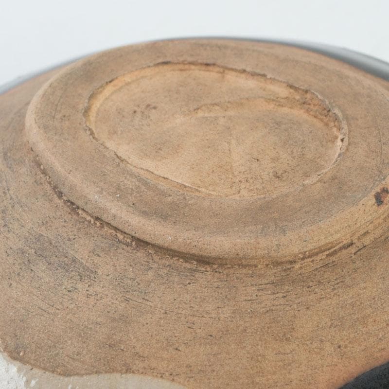 Kato Sakusuke Black Oribe Tea Bowl — Flower Cutout Design, Signed Box