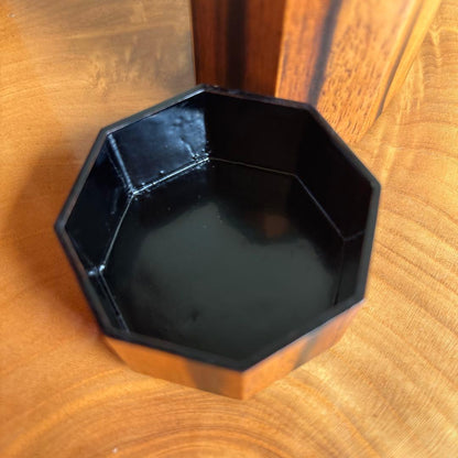 Kurogaki Tea Caddy by Yoshida Kasho — Bell Cricket Maki-e, Octagonal, Tomobako