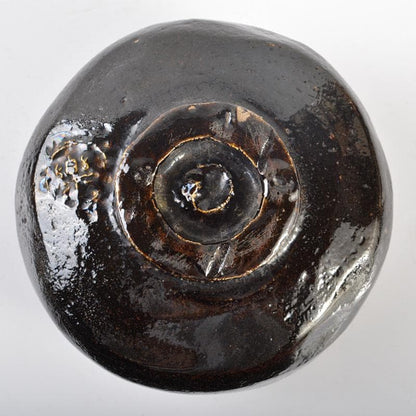Kuro-Raku Chawan by Raku Kichizaemon — Black Raku Tea Bowl with Signed Tomobako and Shifuku