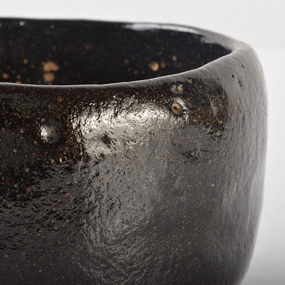 Kuro-Raku Chawan by Raku Kichizaemon — Black Raku Tea Bowl with Signed Tomobako and Shifuku