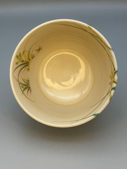 Spring Orchid Enamel Chawan by Kimata Ouraku — Kyo-yaki Tea Bowl