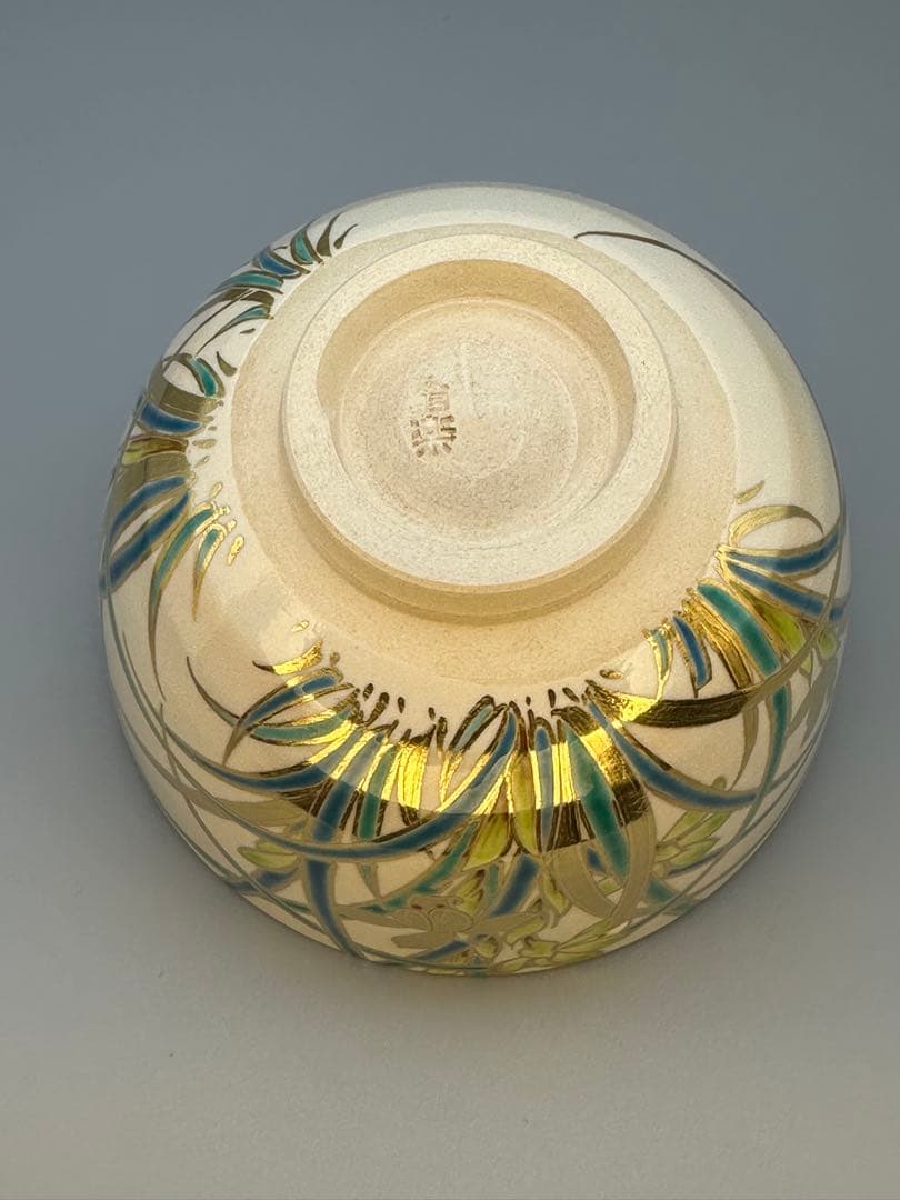 Spring Orchid Enamel Chawan by Kimata Ouraku — Kyo-yaki Tea Bowl