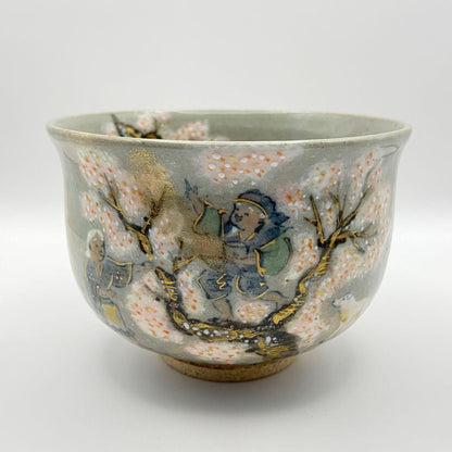 Hanasaka Jiisan Bowl by Terao Tozo – Kenzan Style Chawan – Sakura Art – Japan