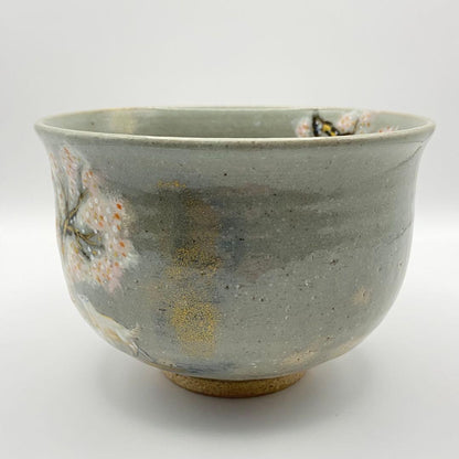 Hanasaka Jiisan Bowl by Terao Tozo – Kenzan Style Chawan – Sakura Art – Japan