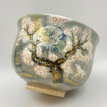 Hanasaka Jiisan Bowl by Terao Tozo – Kenzan Style Chawan – Sakura Art – Japan