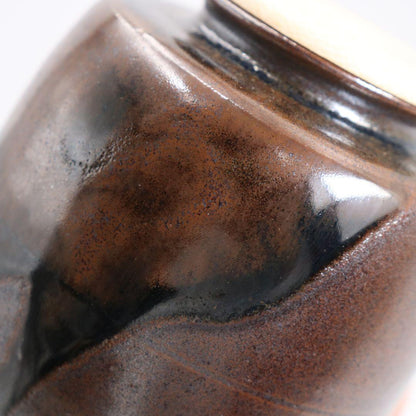 Katatsuki Tea Caddy After the Famous 'Hatsuhana' — Shoryuji Kiln, with Silk Shifuku & Tomobako