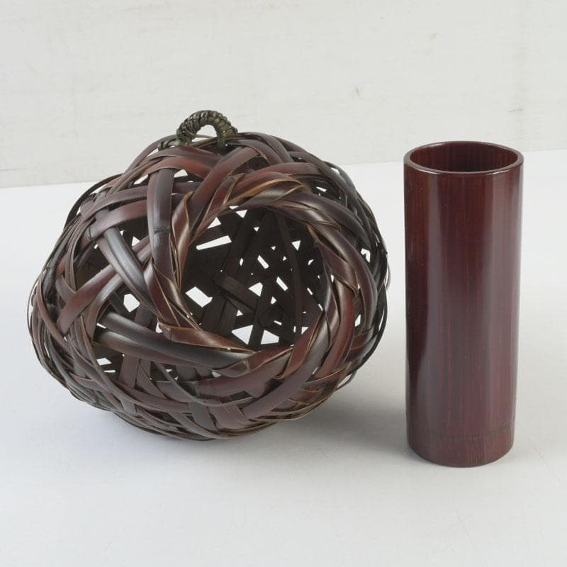 Hovibi Bamboo Flower Basket by Chikuhou Antique Craft Decor