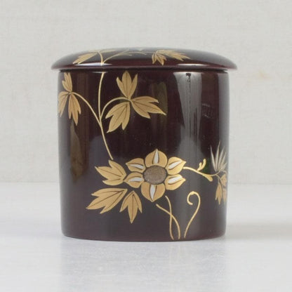 Kinrinji Maki-e Lacquer Natsume Tea Caddy by Yusai — Autumn Grasses on Tame-nuri, Signed Box