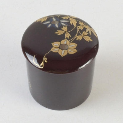 Kinrinji Maki-e Lacquer Natsume Tea Caddy by Yusai — Autumn Grasses on Tame-nuri, Signed Box