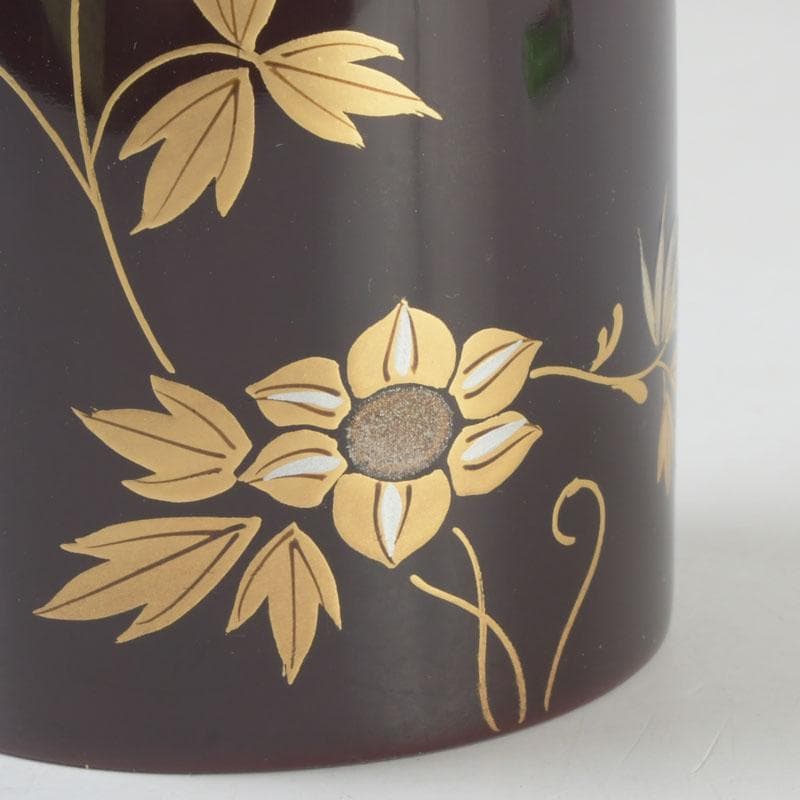 Kinrinji Maki-e Lacquer Natsume Tea Caddy by Yusai — Autumn Grasses on Tame-nuri, Signed Box