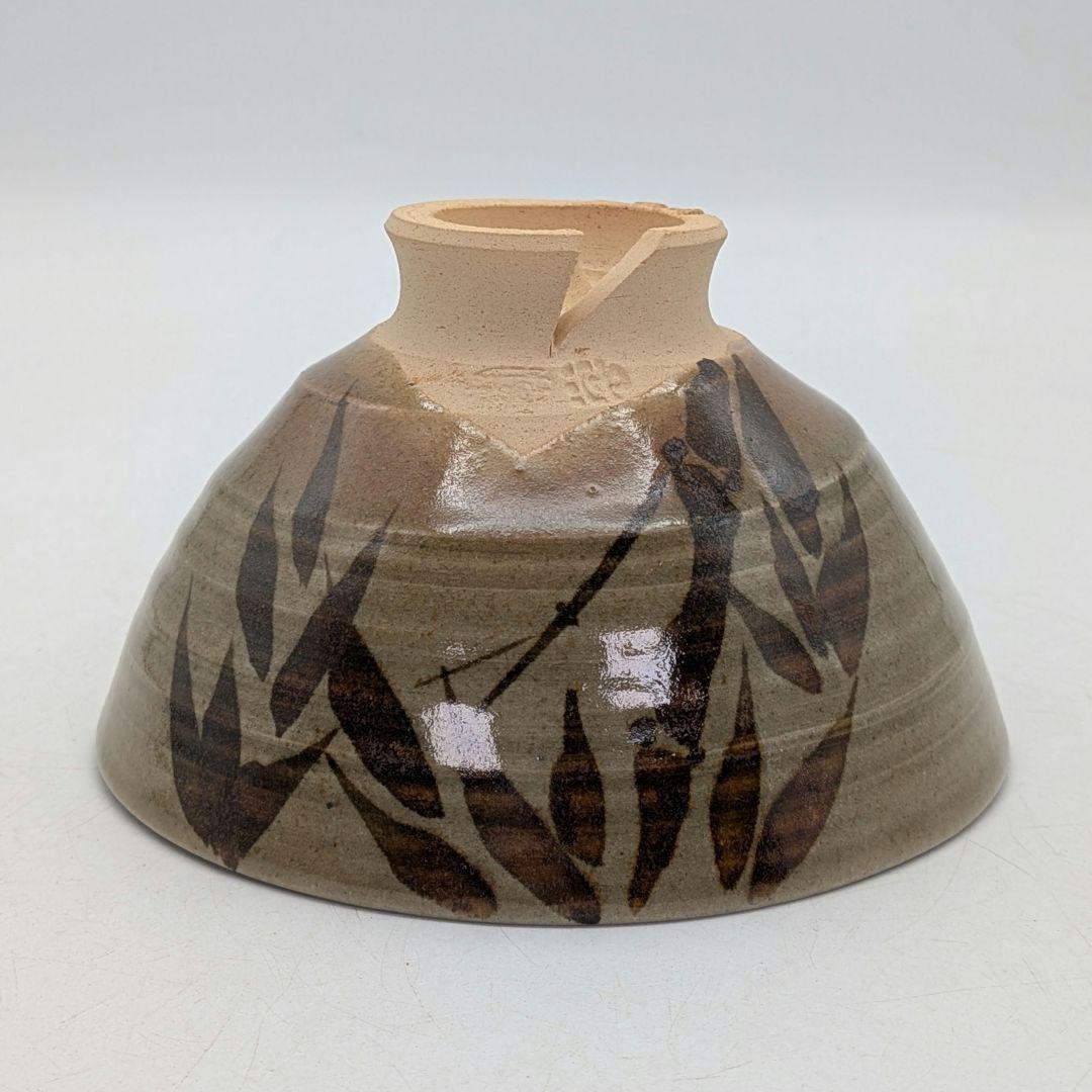 Matsumoto Manabu Mushiake-yaki Bamboo Tea Bowl — Iron Painting, Tomobako