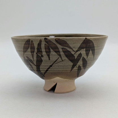 Matsumoto Manabu Mushiake-yaki Bamboo Tea Bowl — Iron Painting, Tomobako