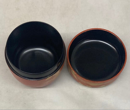 Kumagai Hideho Spring Field Maki-e Shu-Hakeme Chu-Natsume Vermillion Tea Caddy