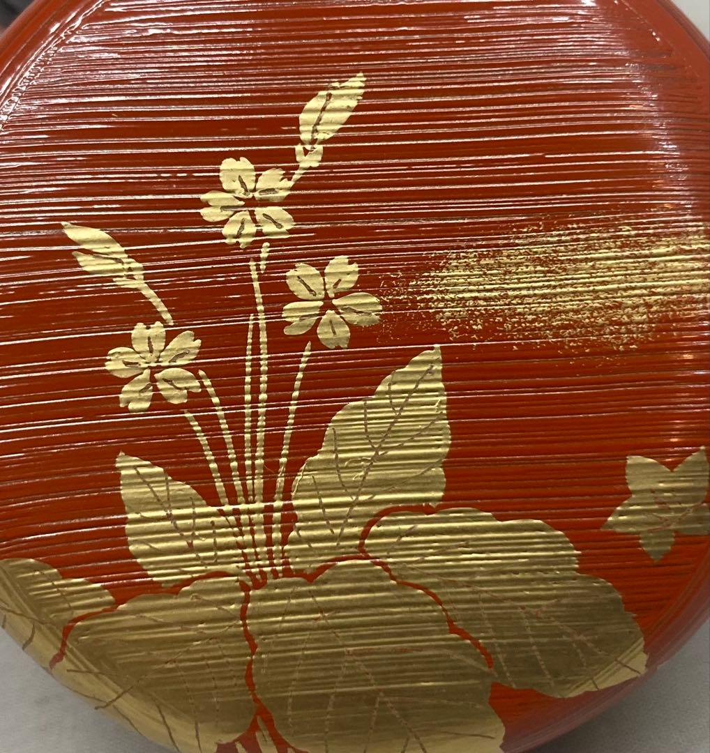 Kumagai Hideho Spring Field Maki-e Shu-Hakeme Chu-Natsume Vermillion Tea Caddy