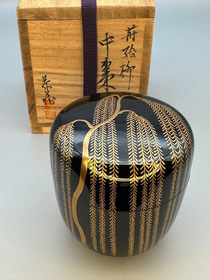 Maki-e Willow Lacquer Tea Caddy by Nakamura Kyozo — Natsume