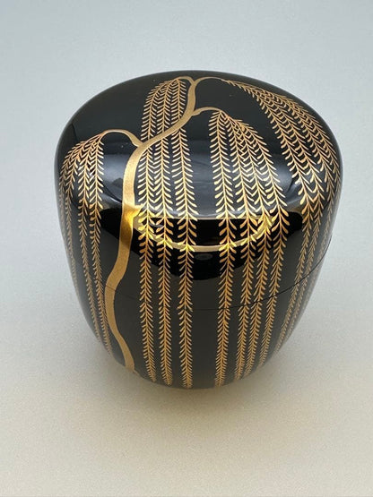 Maki-e Willow Lacquer Tea Caddy by Nakamura Kyozo — Natsume
