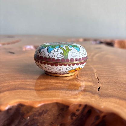Chinese Cloisonne Incense Container with Peony — Tea Ceremony Kogo, Compact Shippo Box