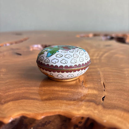 Chinese Cloisonne Incense Container with Peony — Tea Ceremony Kogo, Compact Shippo Box