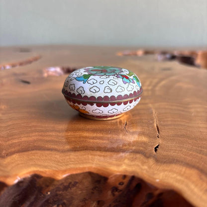 Chinese Cloisonne Incense Container with Peony — Tea Ceremony Kogo, Compact Shippo Box