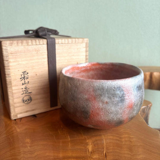 Fujisawa Kurizan Aka-Raku Tea Bowl, Signed Tomobako