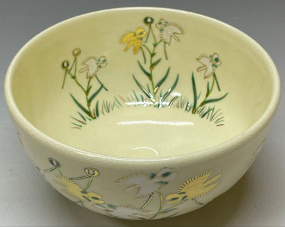 Wakita Yuho Chawan — Iro-e Michidori-kusa-no-e, Kyo-yaki Tea Bowl, Tomobako, Tomobuno, Shiori