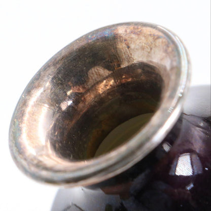 Eiraku House Kochi-Yaki Sake Bottles Pair | Silver-Mounted Rims | Senke Jissoku | Tomobako