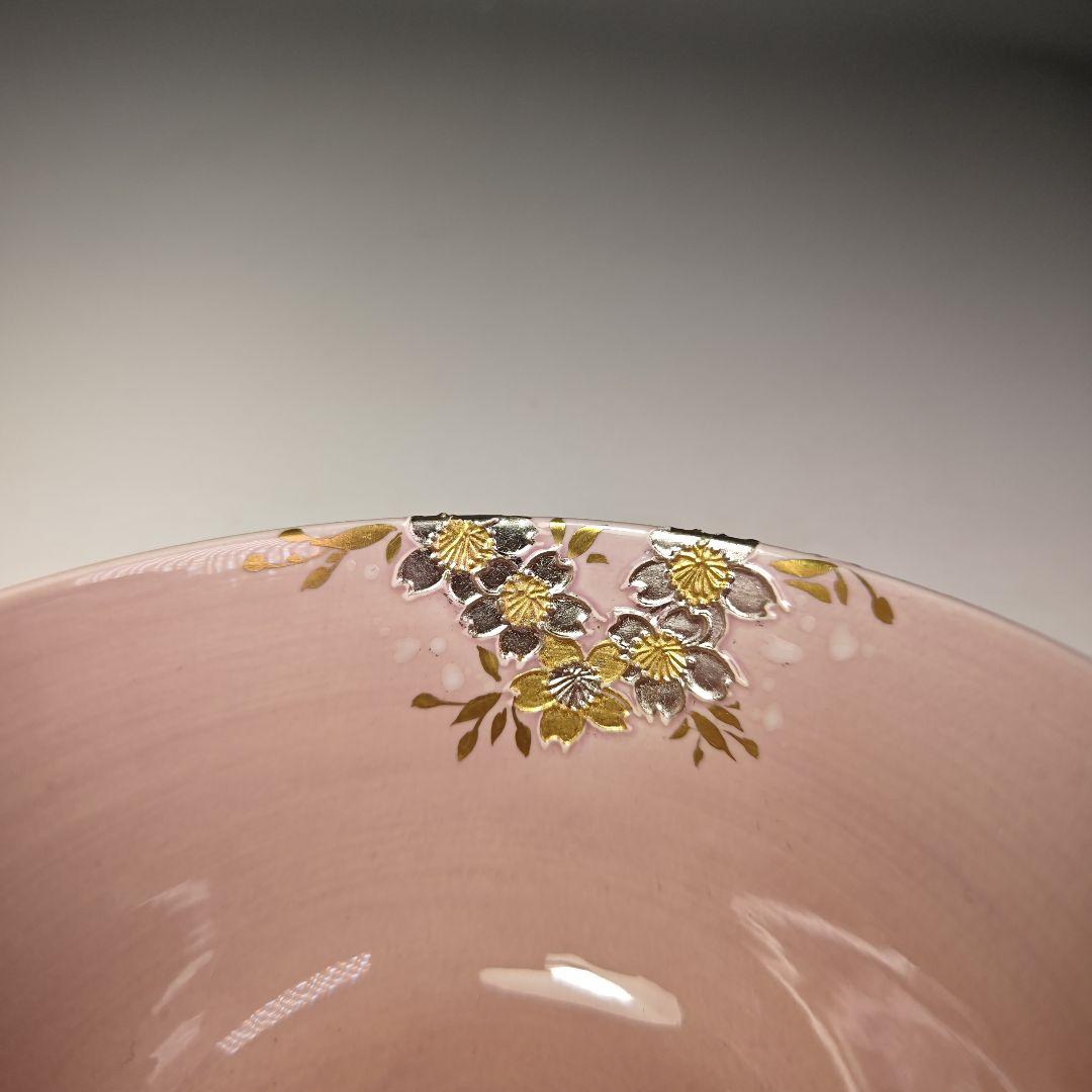 Yamamoto Ichinyo Kōchi Ware Tea Bowl — Pale Pink, Sakura-Zukushi Gold & Silver, Kyoto Ware