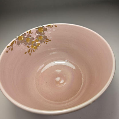 Yamamoto Ichinyo Kōchi Ware Tea Bowl — Pale Pink, Sakura-Zukushi Gold & Silver, Kyoto Ware