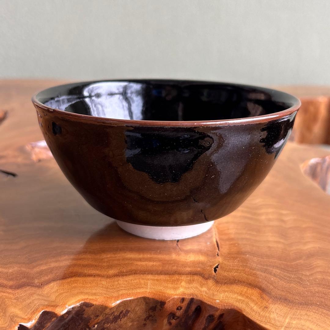 Konoha Tenmoku Tea Bowl by Togashi Jiro - Sagae Ware Leaf Chawan with Signed Box