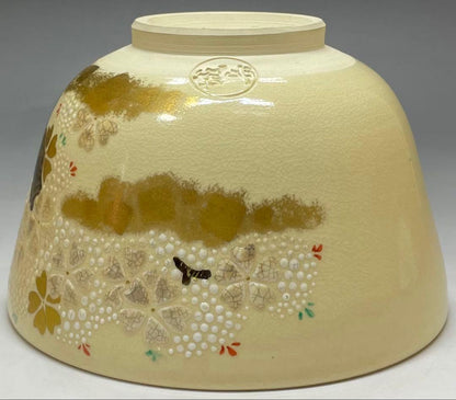 Kyo-ware Iro-e Cherry Blossom Tea Bowl — Hashimoto Jogaku, Narutaki Kiln