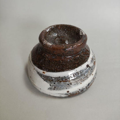 Ogawa Tetsuo Hakeme Guinomi — White Brush Slip Over Iron Clay