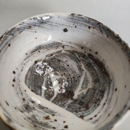 Ogawa Tetsuo Hakeme Guinomi — White Brush Slip Over Iron Clay