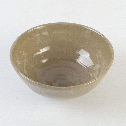 Korean Celadon Sanggam Inlaid Tea Bowl by Yu Hae-gang, Bird & Willow Motif, Signed Box