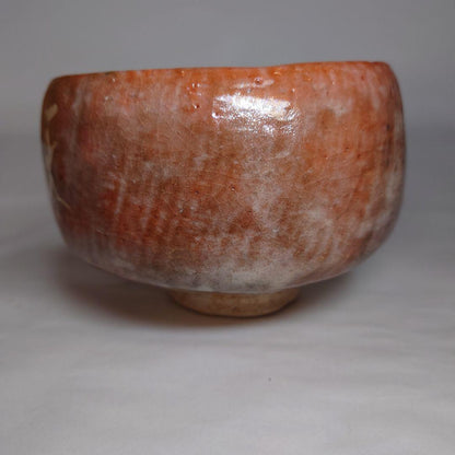 Tsushima Ware Aka-Raku Chawan with Calligraphy by Hattori Tanpu - Ito Saiso