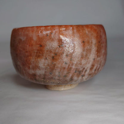 Tsushima Ware Aka-Raku Chawan with Calligraphy by Hattori Tanpu - Ito Saiso