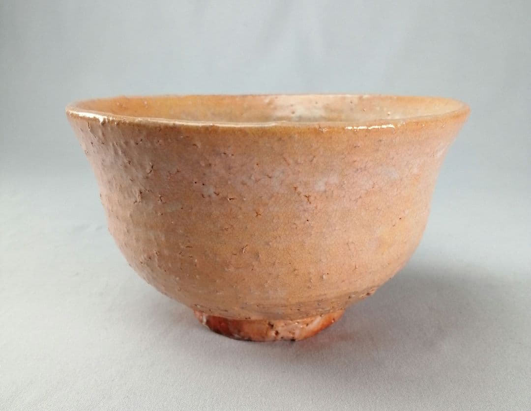 Komokai-gata Hagi Chawan - Korean Style Orange Glaze Tea Bowl with White Drip