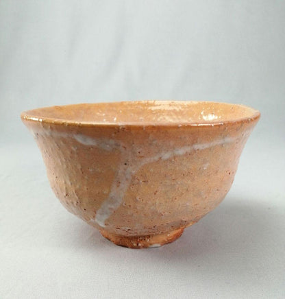 Komokai-gata Hagi Chawan - Korean Style Orange Glaze Tea Bowl with White Drip