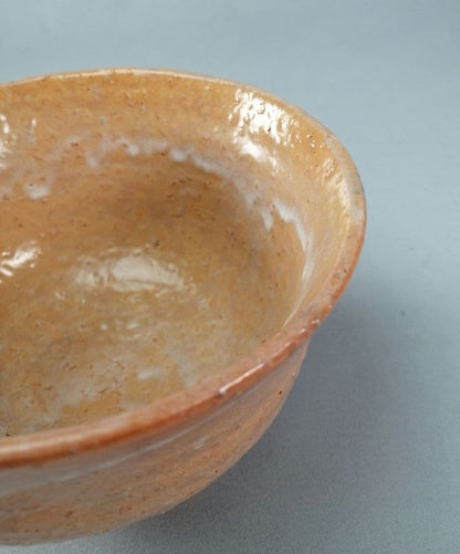 Komokai-gata Hagi Chawan - Korean Style Orange Glaze Tea Bowl with White Drip