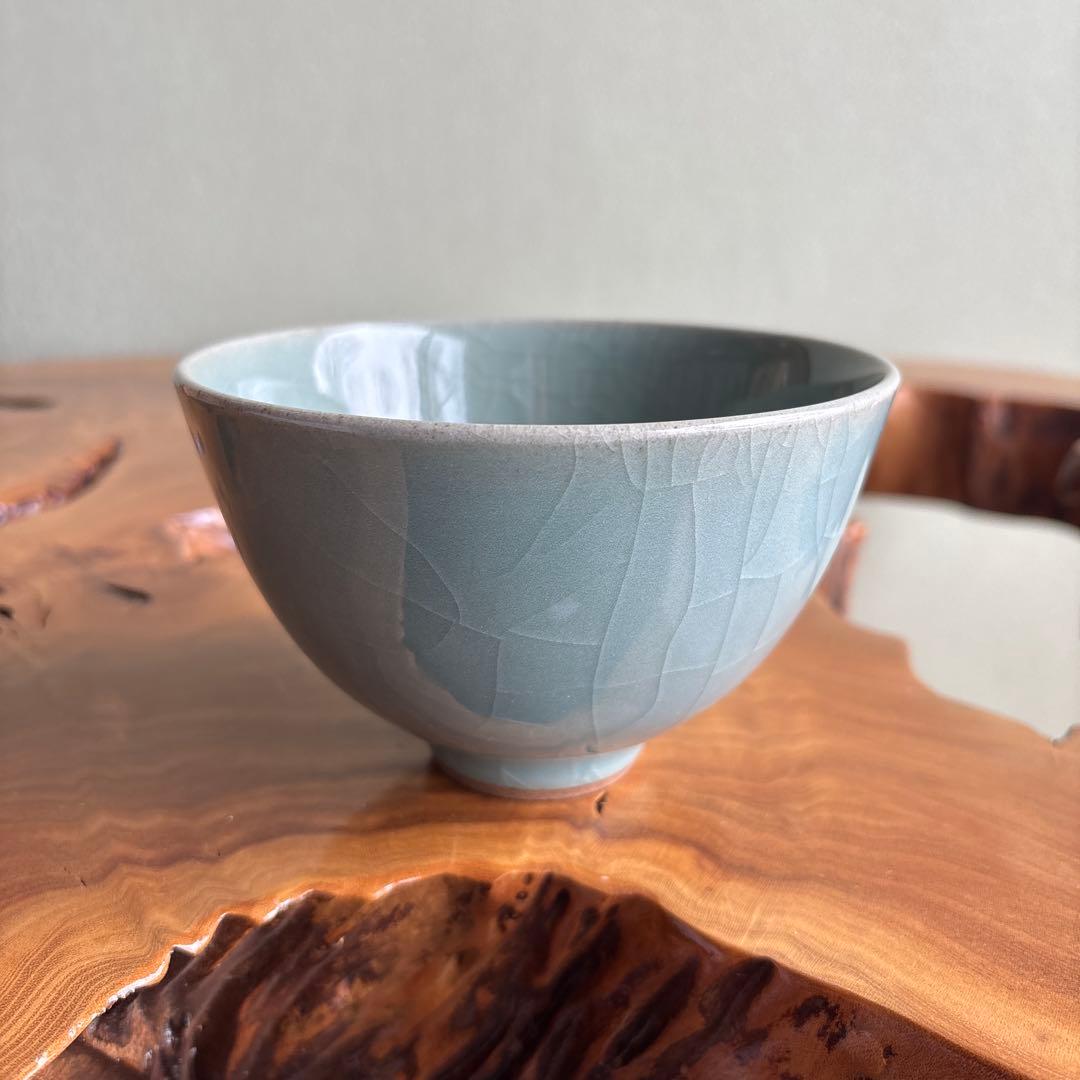 Nabeshima Celadon Ice Crack Tea Bowl Kawasoe Hideki Kosen Kiln Chawan