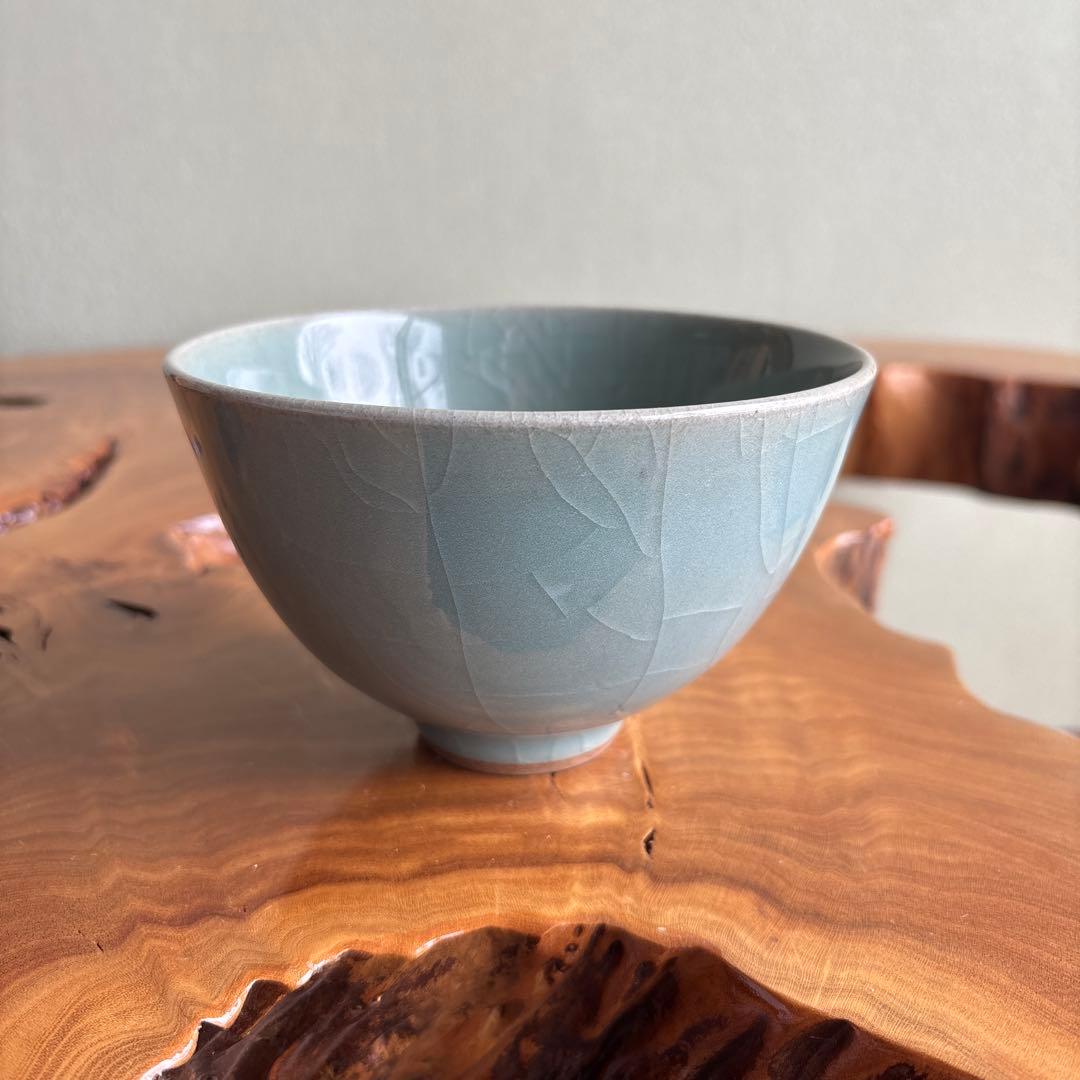 Nabeshima Celadon Ice Crack Tea Bowl Kawasoe Hideki Kosen Kiln Chawan