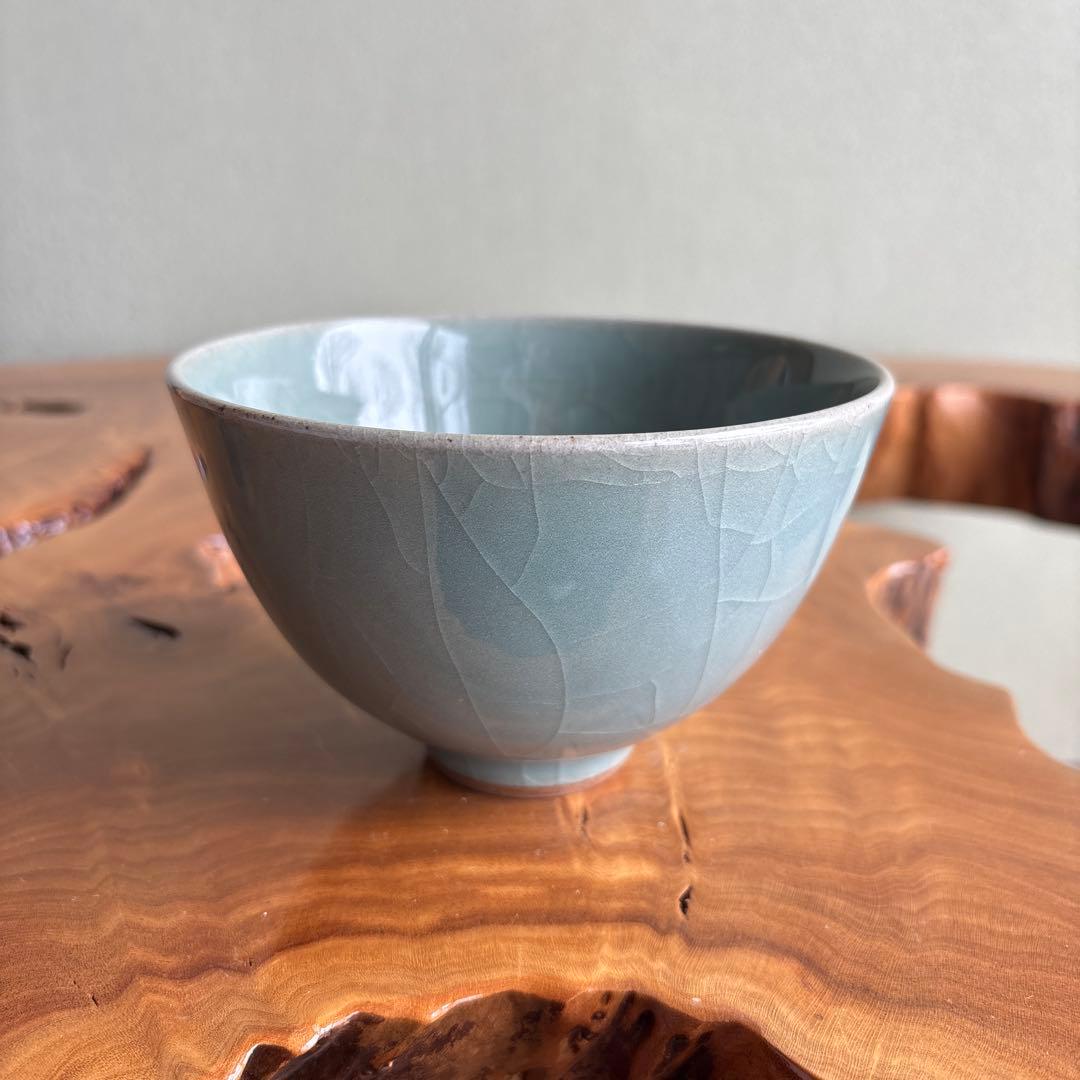 Nabeshima Celadon Ice Crack Tea Bowl Kawasoe Hideki Kosen Kiln Chawan