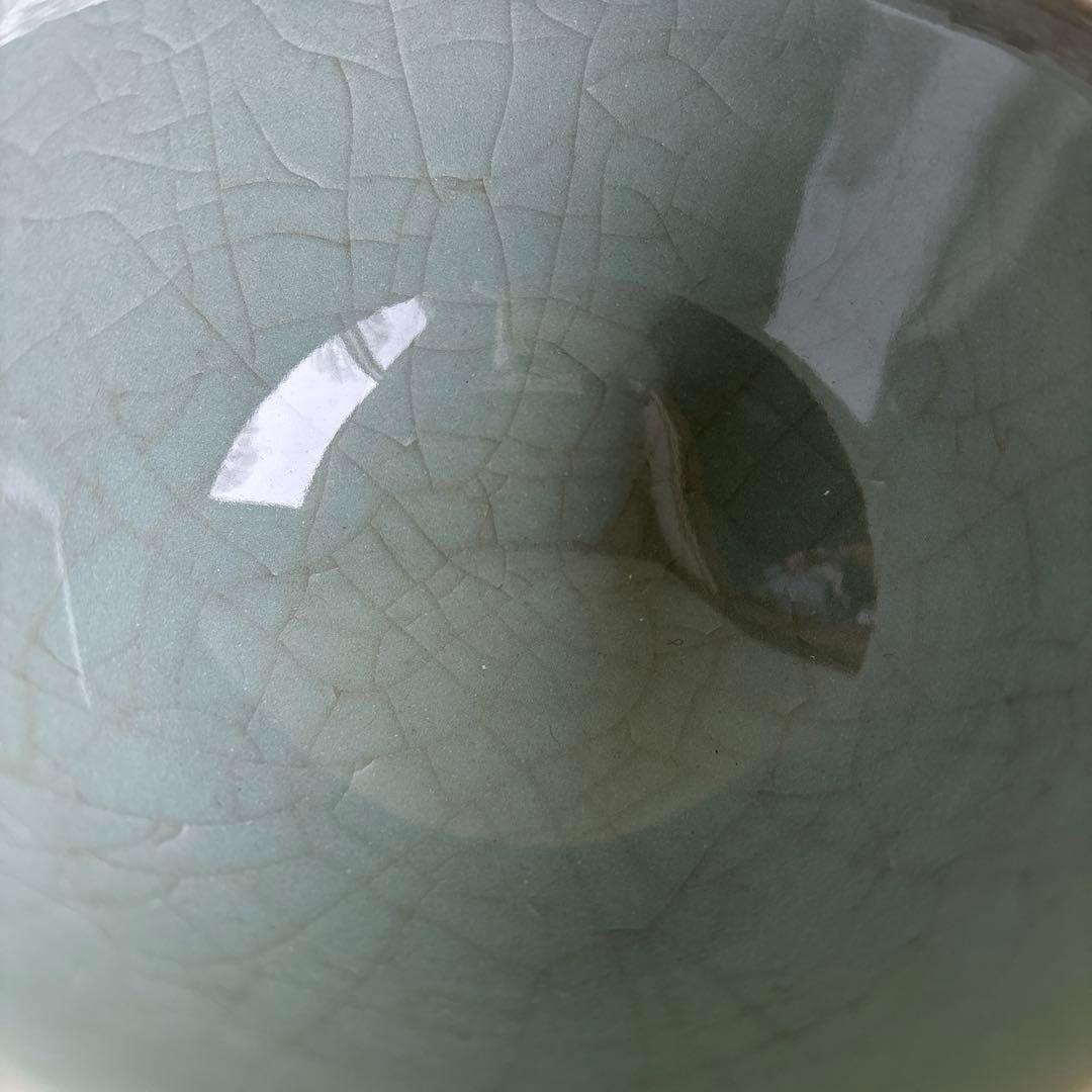 Nabeshima Celadon Ice Crack Tea Bowl Kawasoe Hideki Kosen Kiln Chawan