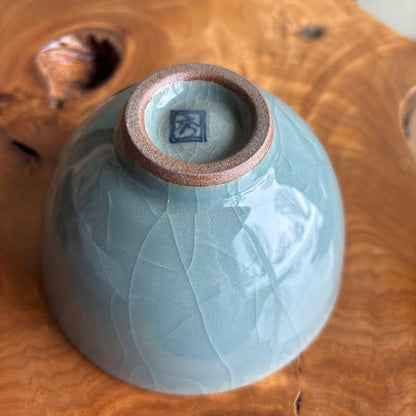 Nabeshima Celadon Ice Crack Tea Bowl Kawasoe Hideki Kosen Kiln Chawan