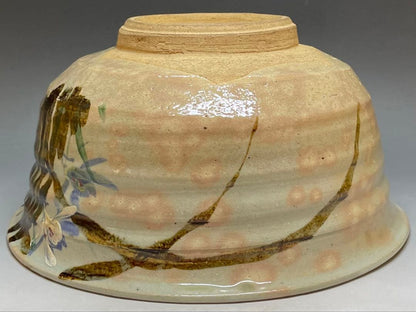 Kenzan-Style Orchid Painting Large Oobachi Bowl, Wood Box
