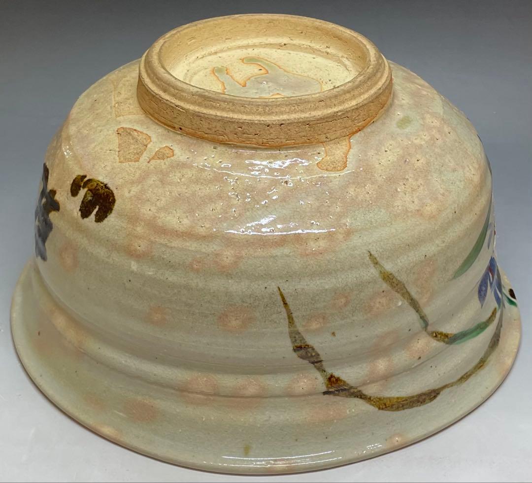 Kenzan-Style Orchid Painting Large Oobachi Bowl, Wood Box