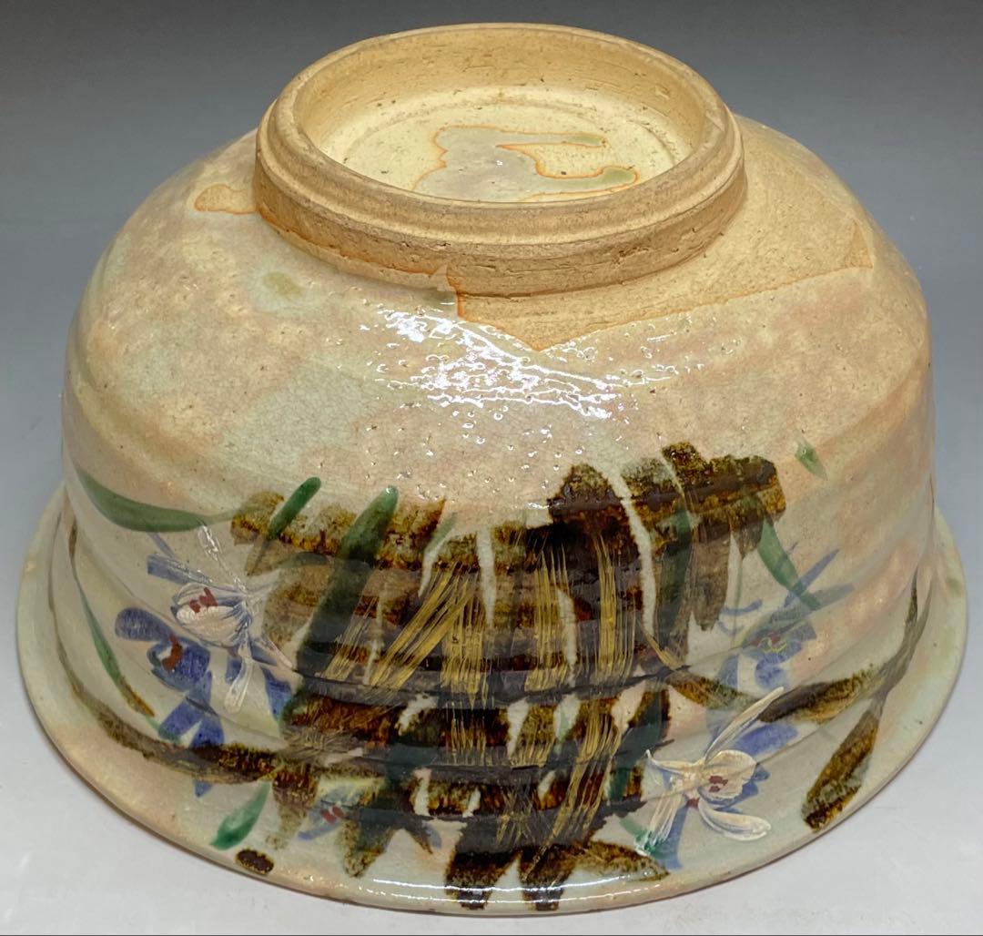 Kenzan-Style Orchid Painting Large Oobachi Bowl, Wood Box