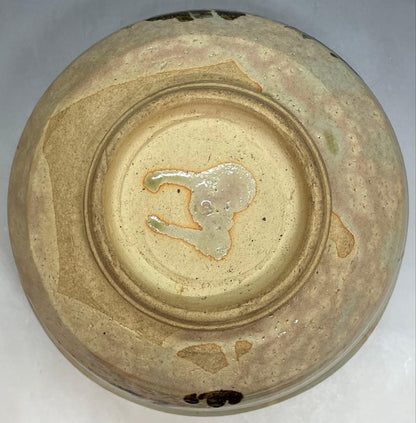 Kenzan-Style Orchid Painting Large Oobachi Bowl, Wood Box